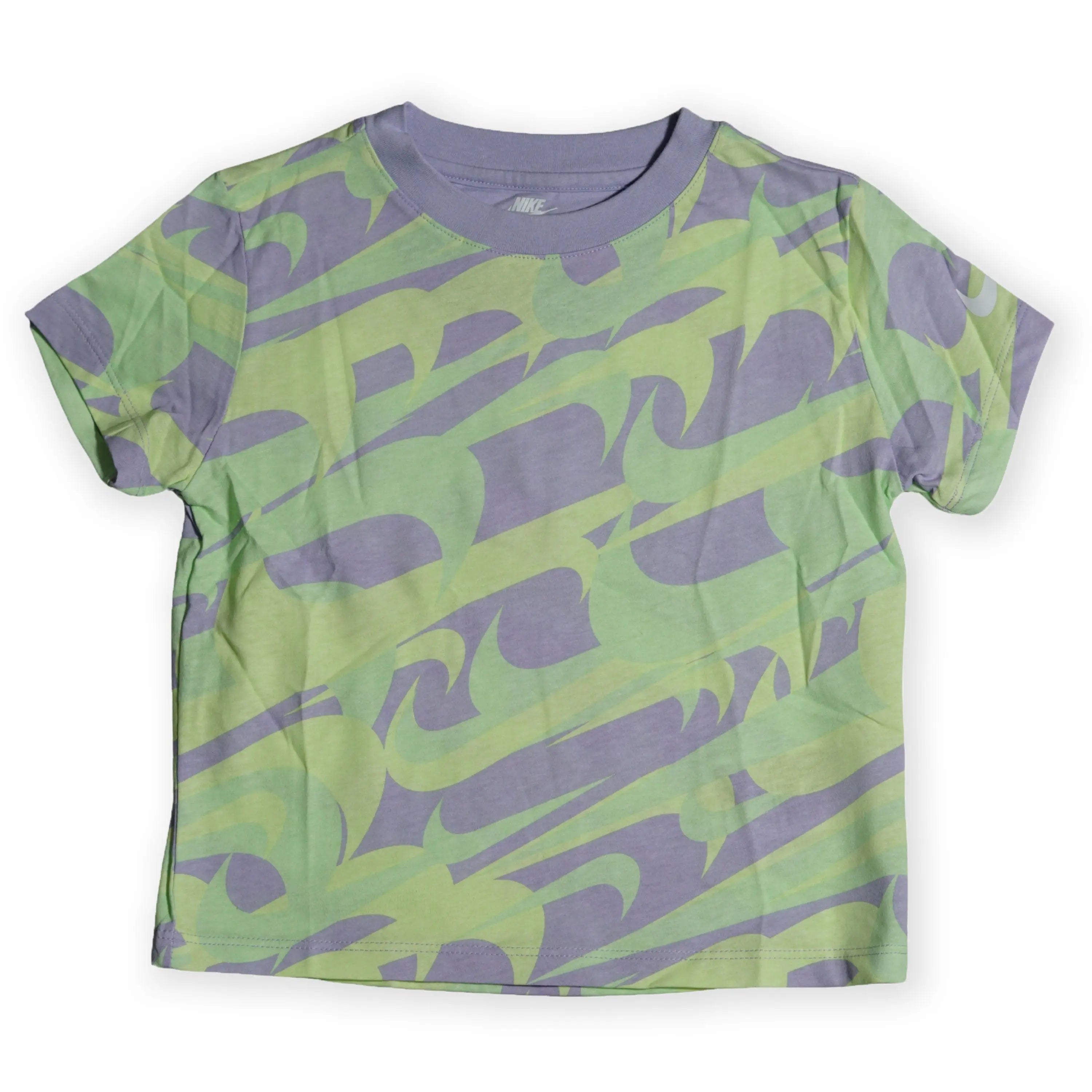 Nike Girls Kids’ All-Over Swoosh Print T-Shirt – Aqua Green 115 4/6 year Tommynippon