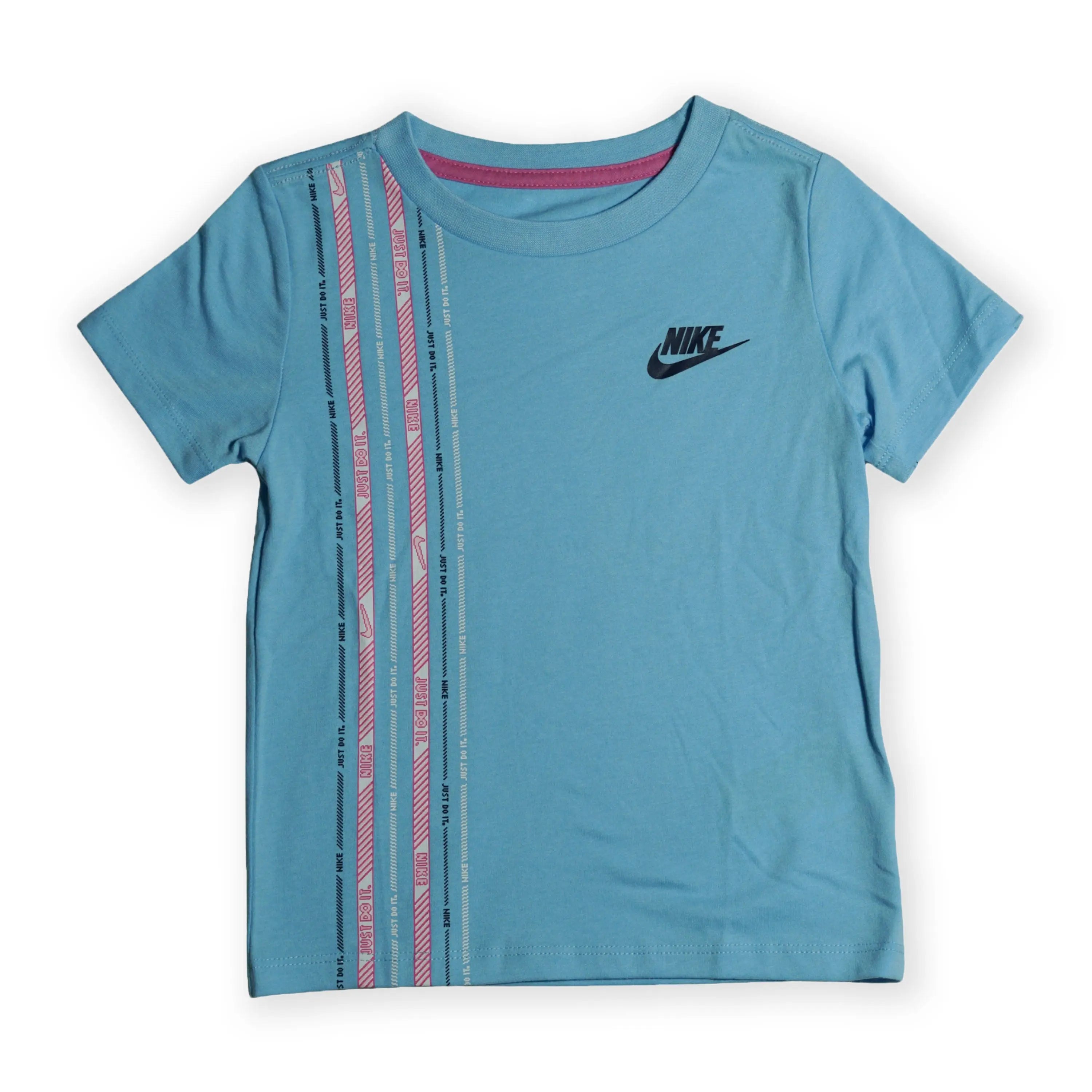 Nike Girls’ Ribbon Stripe T-Shirt – Blue (100 cm / 2–4 Years, Girls) Tommynippon