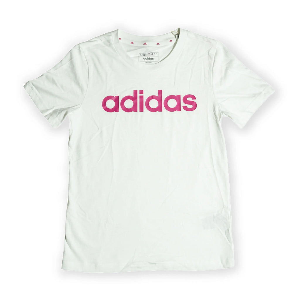 Adidas Girl's Logo T-Shirt – White & Pink Tommynippon
