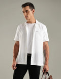 Tommy Hilfiger Men's Short Sleeve Casual Button Down Shirt White