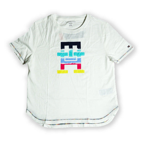 Tommy Hilfiger Girls Multi-Color Logo Graphic T-Shirt – White