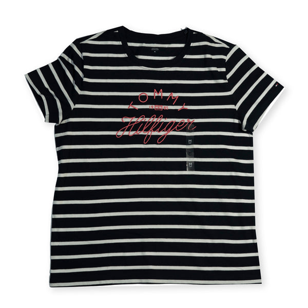 Tommy Hilfiger Striped Graphic Girls T-Shirt – Black & White
