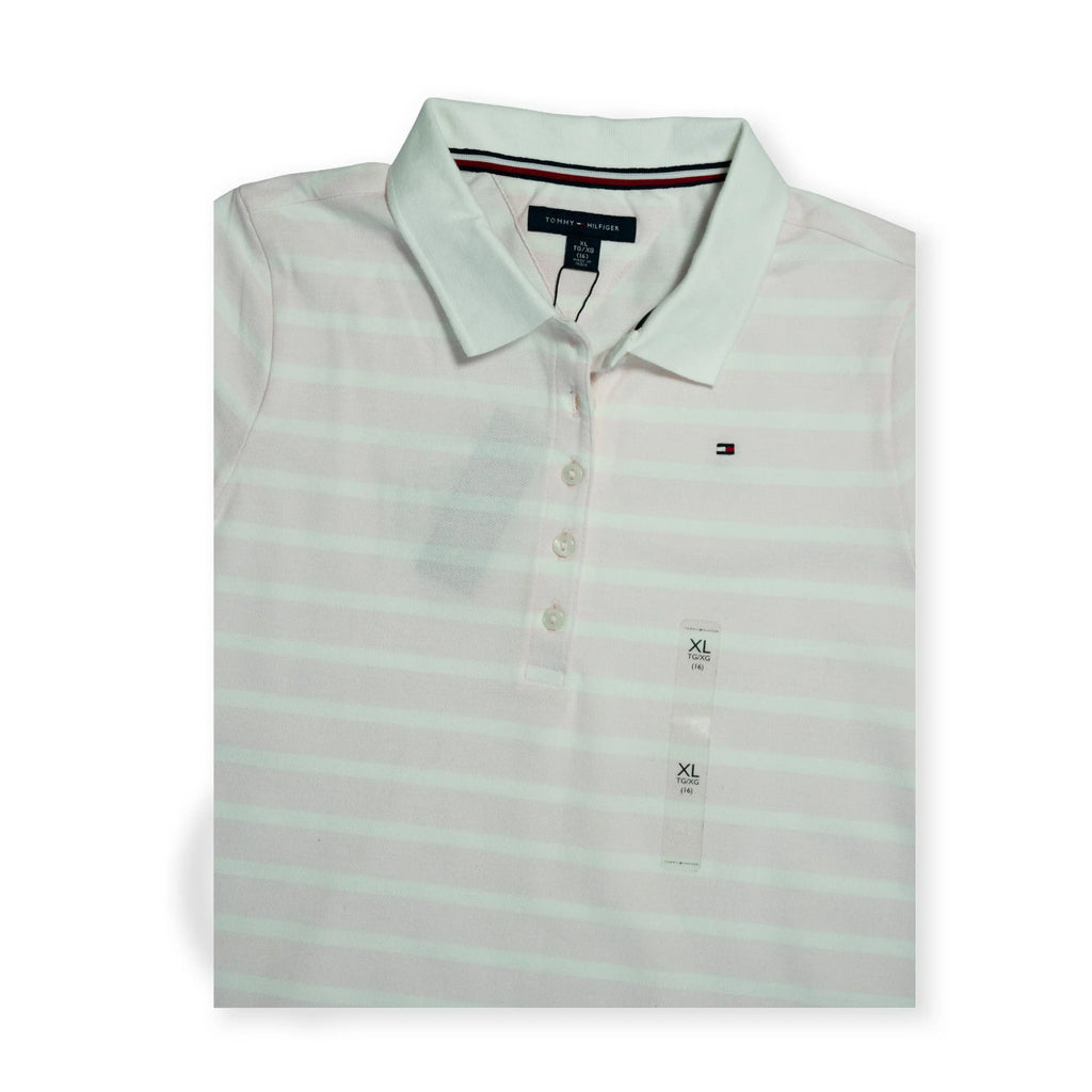 Tommy Hilfiger Girl’s Striped Polo Dress – Light Pink & White | Casual Cotton Dress Tommynippon