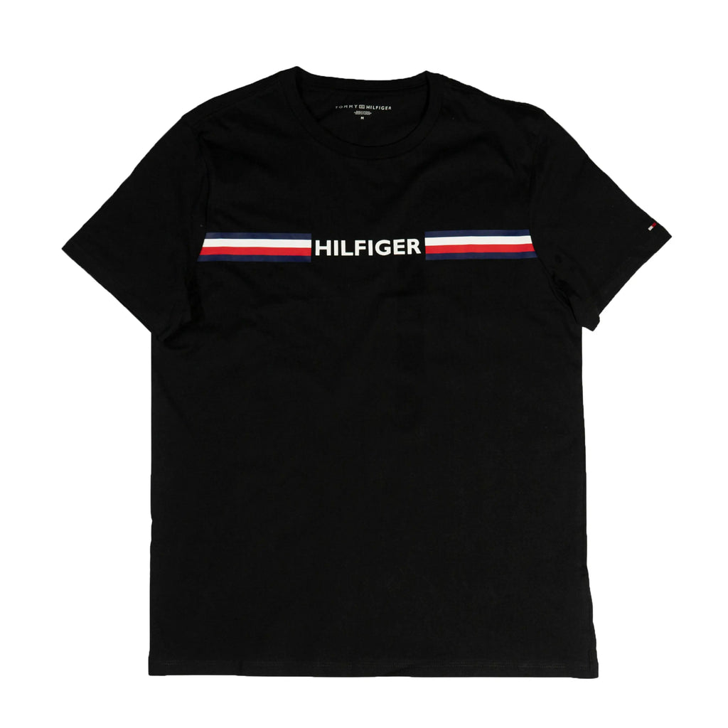 Tommy Hilfiger Men's Logo Stripe T-Shirt – Black Tommynippon