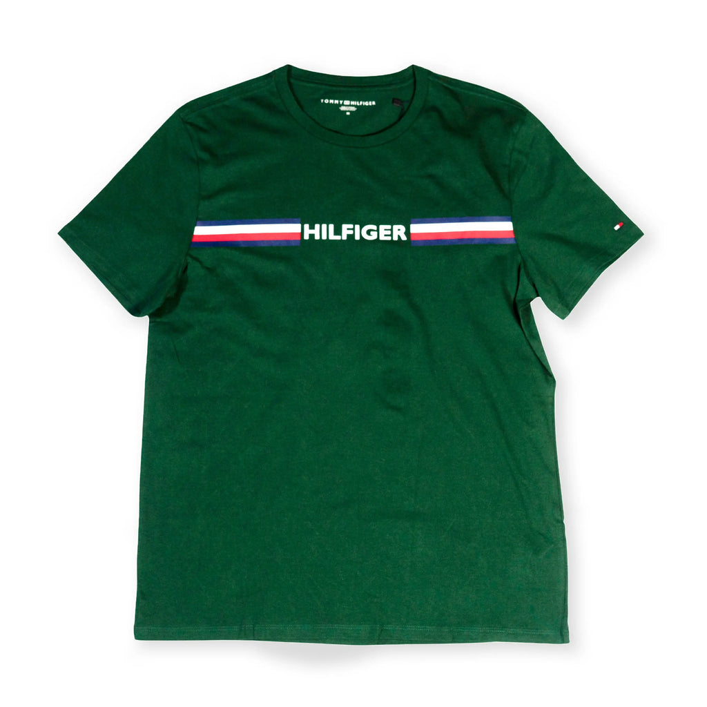 Tommy Hilfiger Men's Logo Stripe T-Shirt – Green Tommynippon