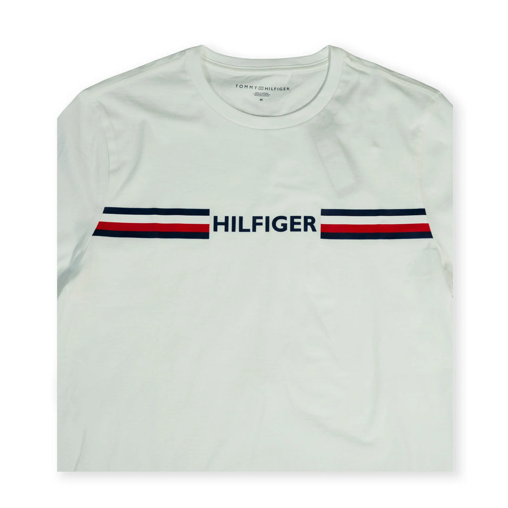 Tommy Hilfiger Men's Logo Stripe T-Shirt – White Tommynippon