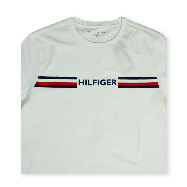 Tommy Hilfiger Men's Logo Stripe T-Shirt – White