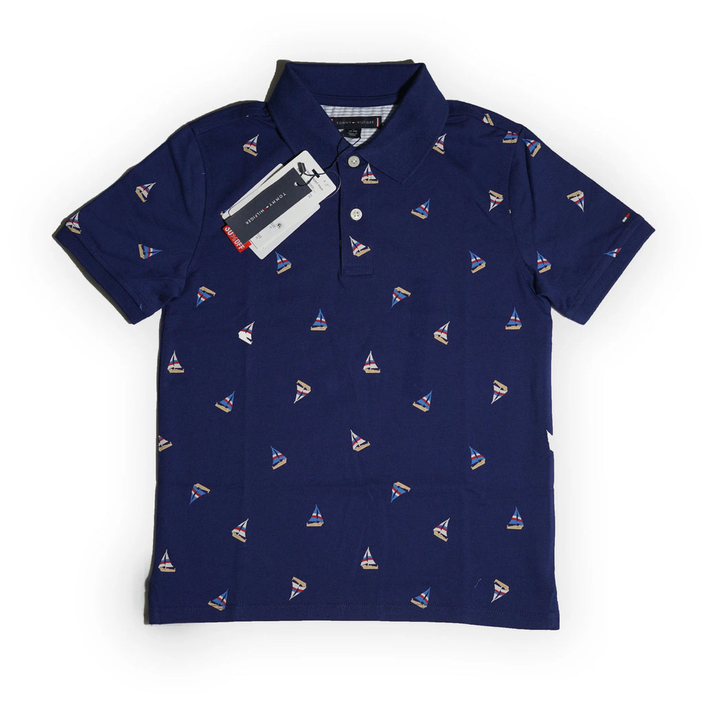 Tommy Hilfiger Kids Printed Polo Shirt – Navy Sailboat Design Tommynippon