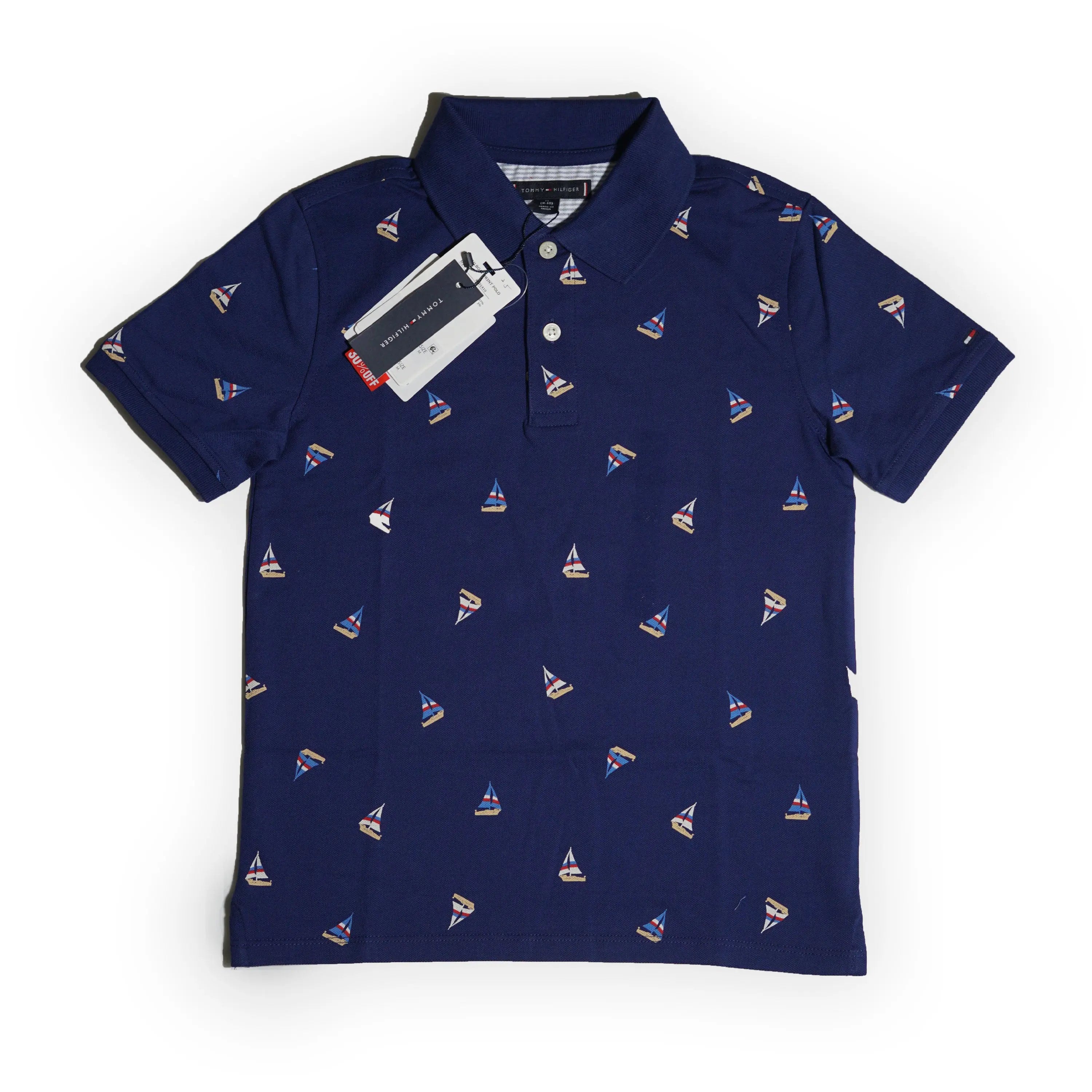 Tommy Hilfiger Kids Printed Polo Shirt – Navy Sailboat Design Tommynippon