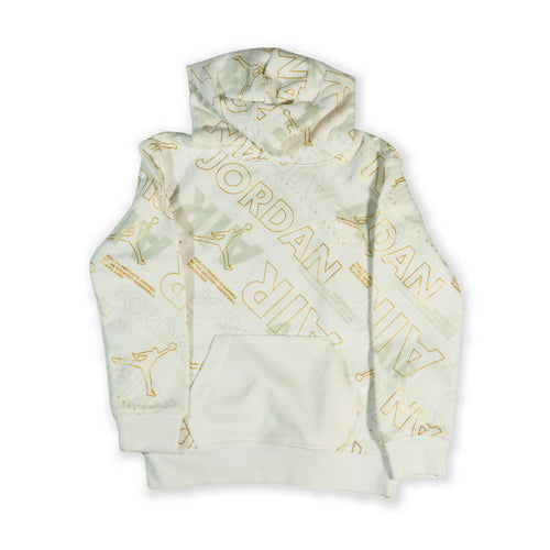 Jordan Air All-Over Print Girls Hoodie – White & Gold Tommynippon
