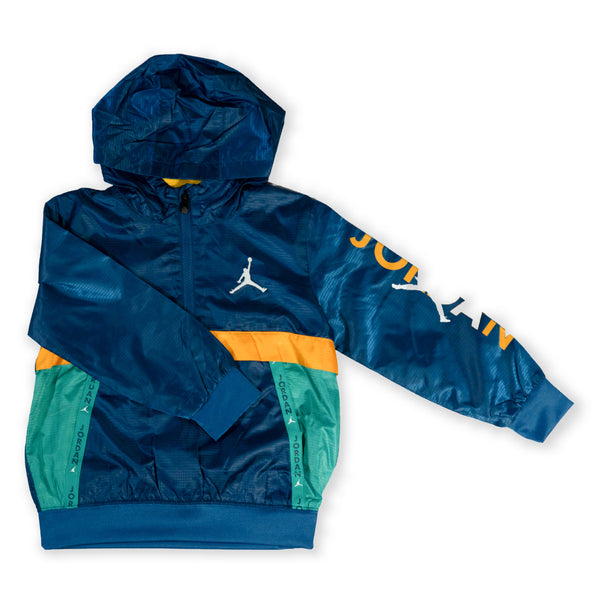 Jordan Kid's Colorblock Windbreaker Jacket – Navy, Teal & Orange