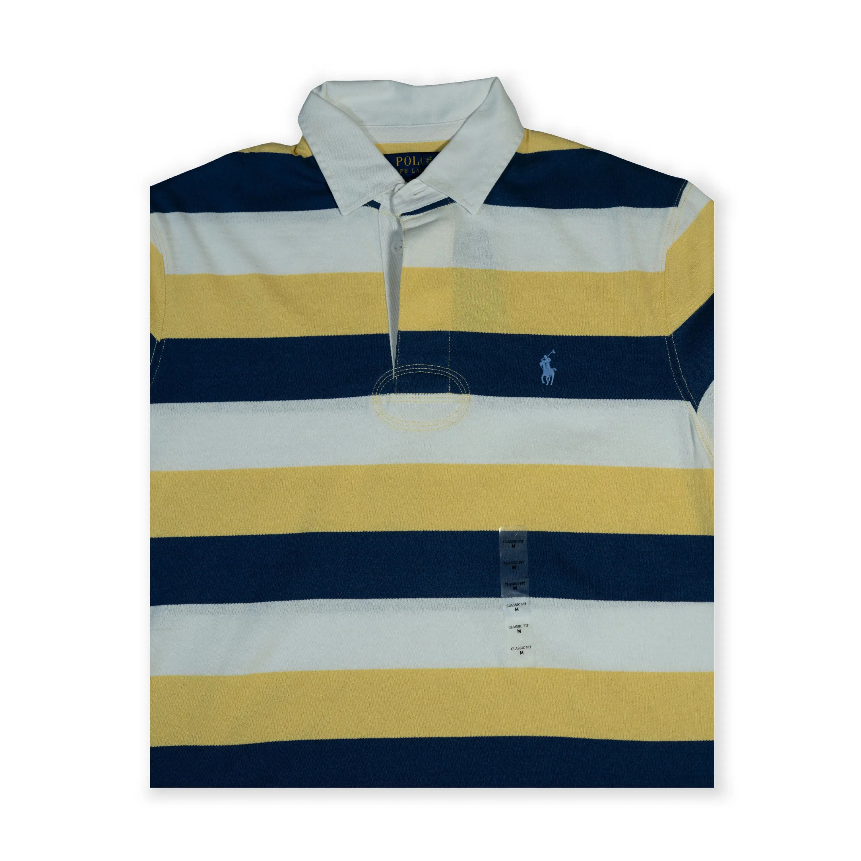Polo Men's Ralph Lauren Striped Rugby Polo – Navy / Yellow / Cream Tommynippon