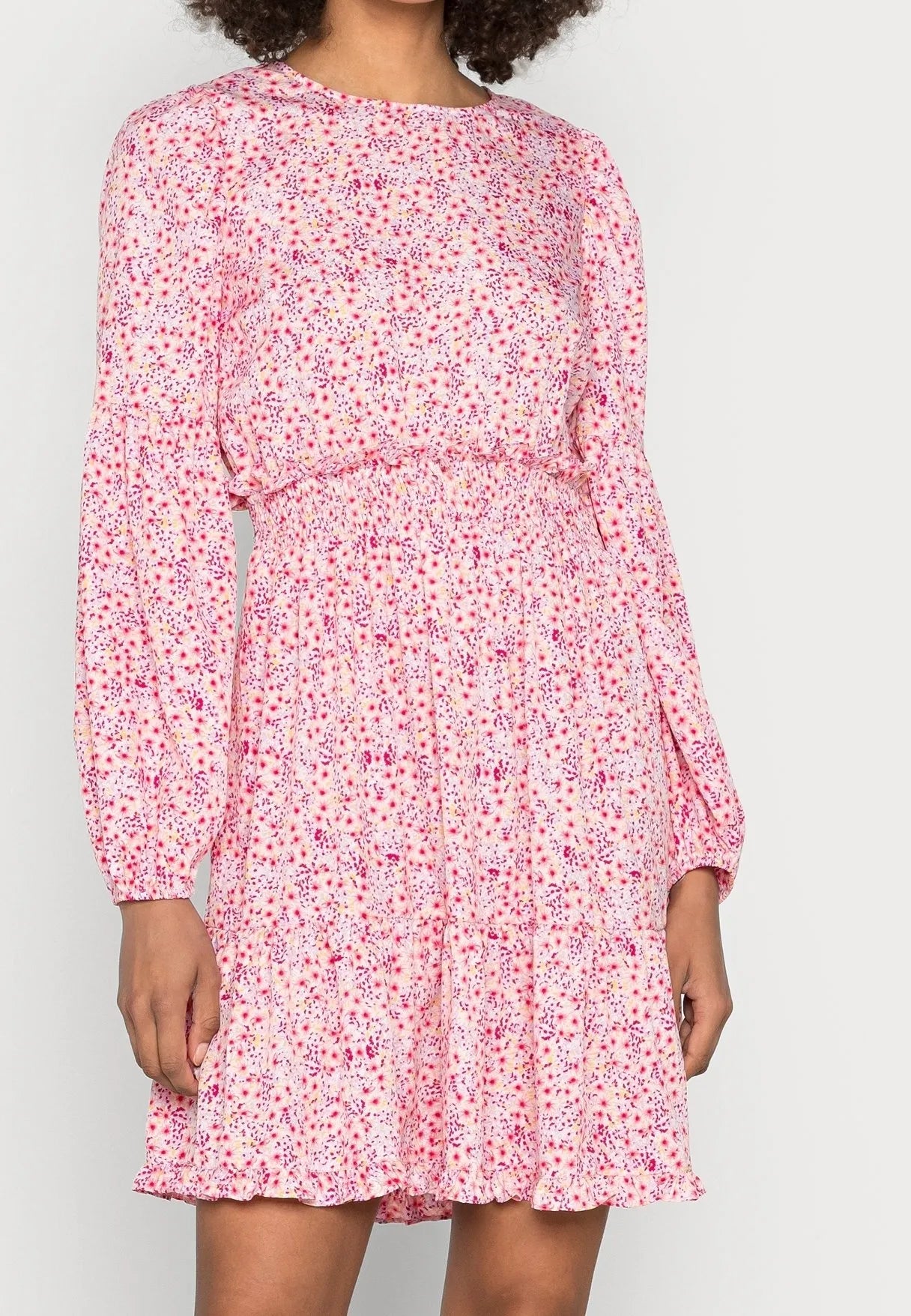 Floral Tiered Cotton Poplin Shirt Dress