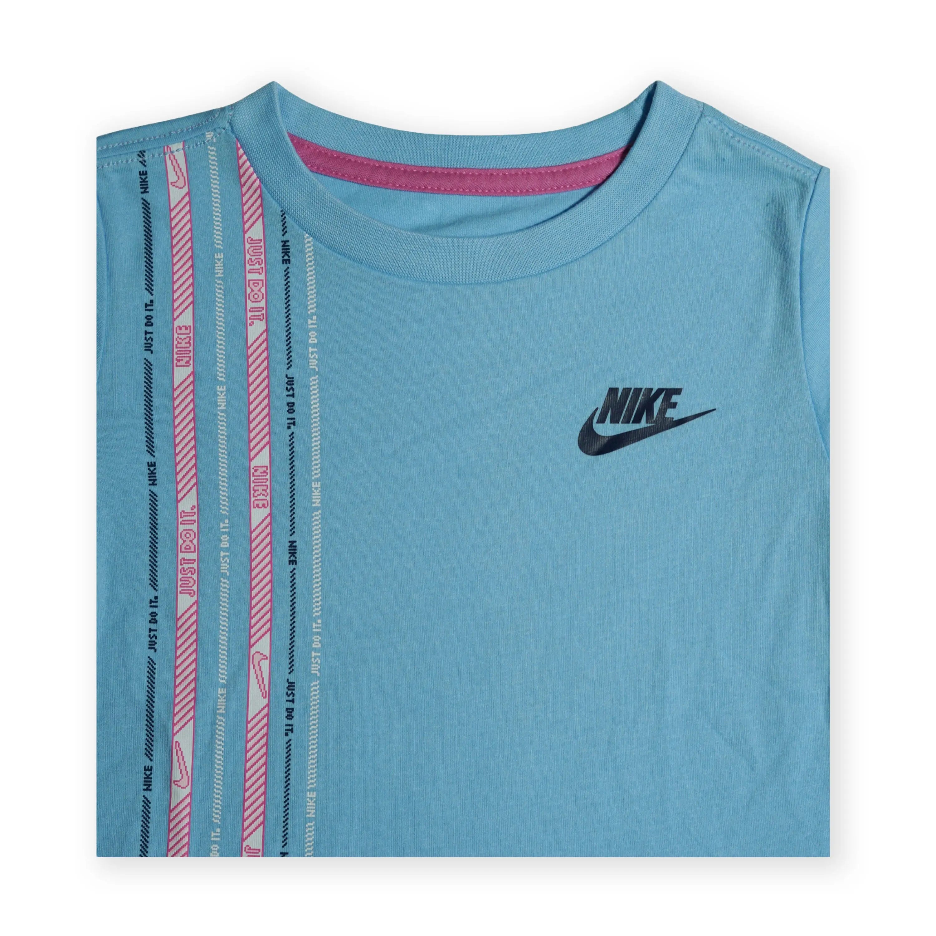 Nike Girls’ Ribbon Stripe T-Shirt – Blue (100 cm / 2–4 Years, Girls) Tommynippon