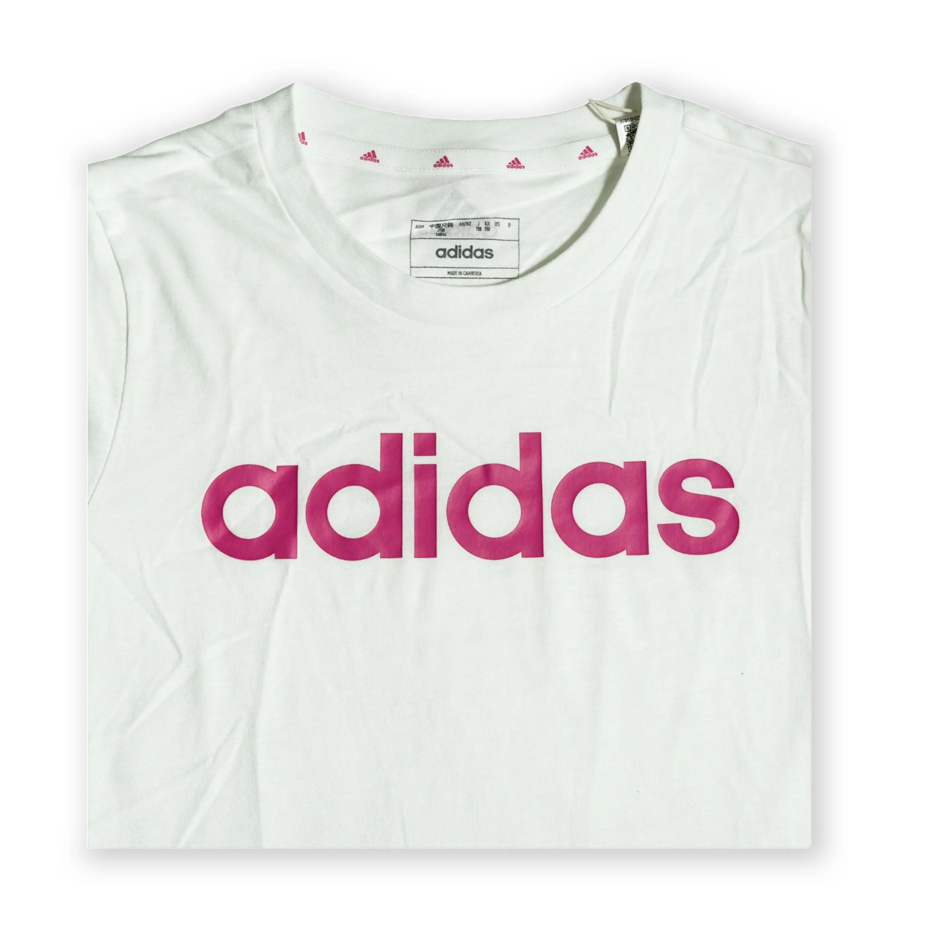 Adidas Girl's Logo T-Shirt – White & Pink Tommynippon