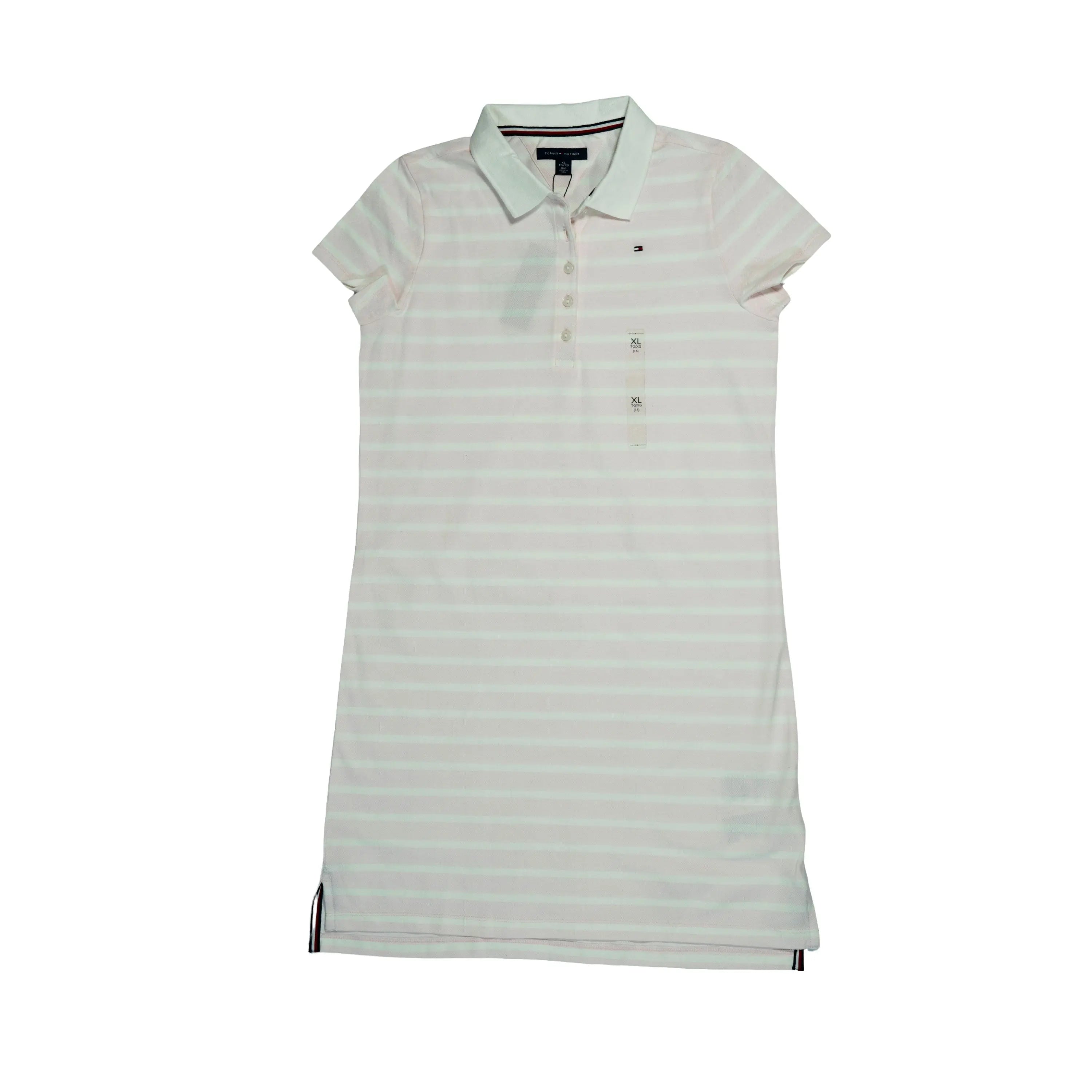 Tommy Hilfiger Girl’s Striped Polo Dress – Light Pink & White | Casual Cotton Dress Tommynippon