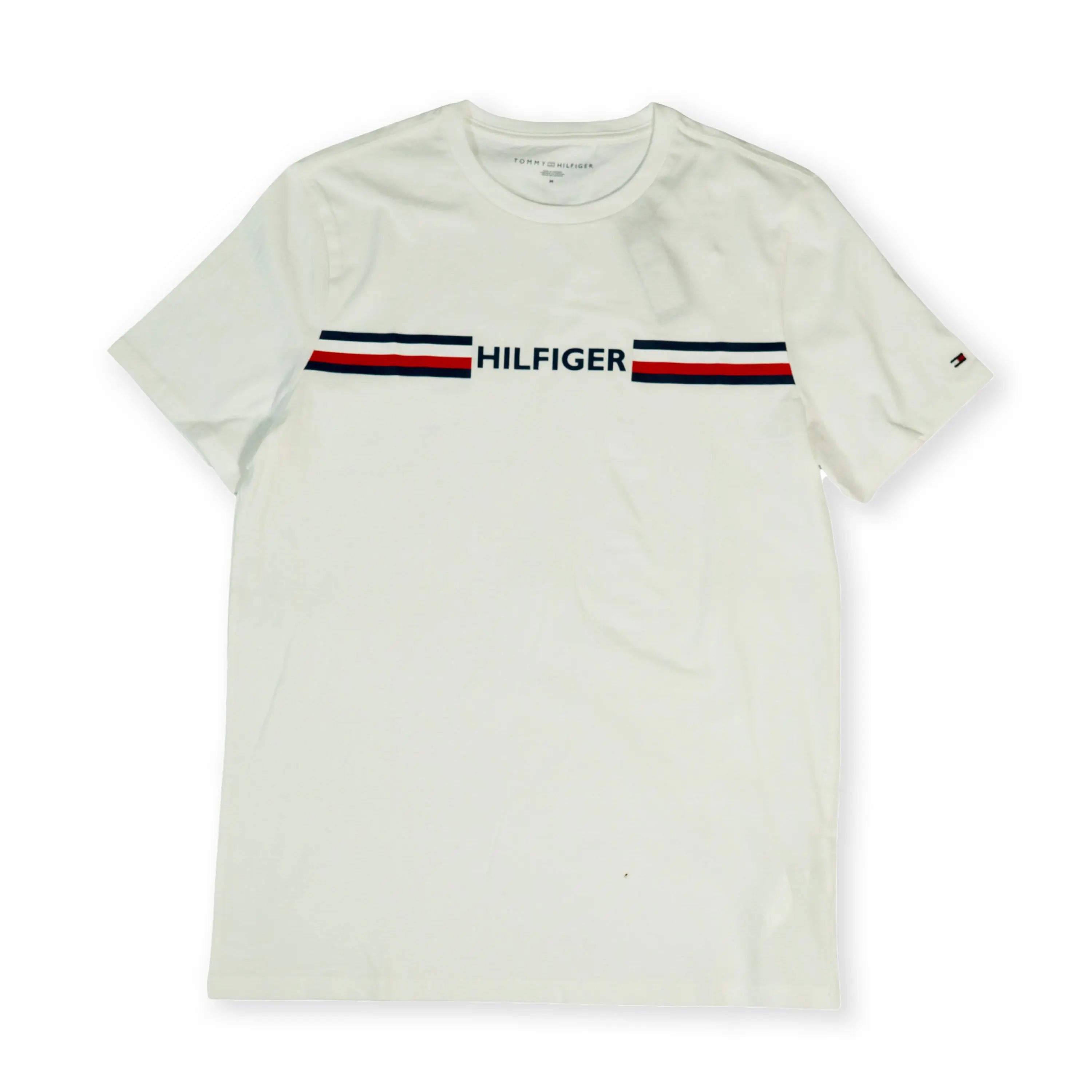 Tommy Hilfiger Men's Logo Stripe T-Shirt – White Tommynippon