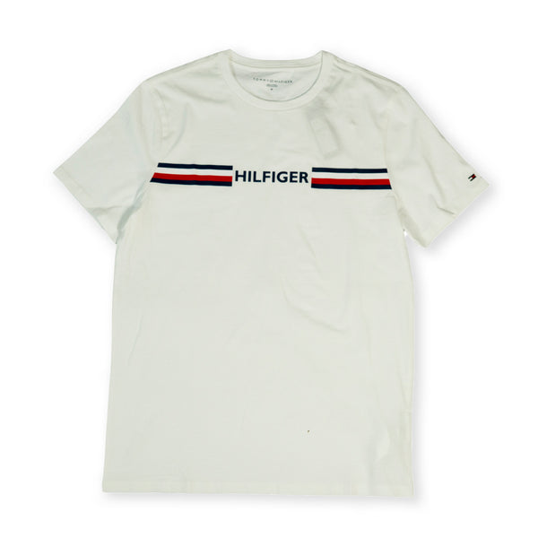 Tommy Hilfiger Men's Logo Stripe T-Shirt – White