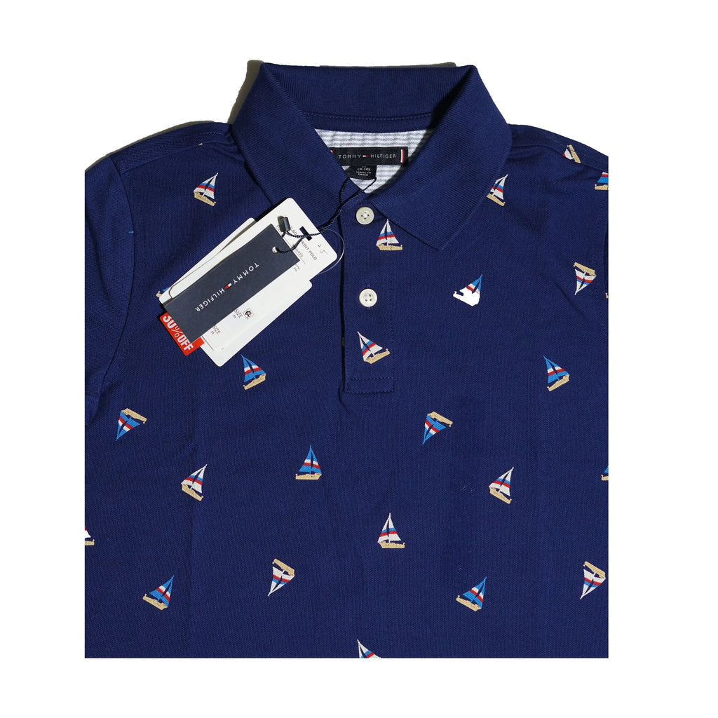 Tommy Hilfiger Kids Printed Polo Shirt – Navy Sailboat Design Tommynippon