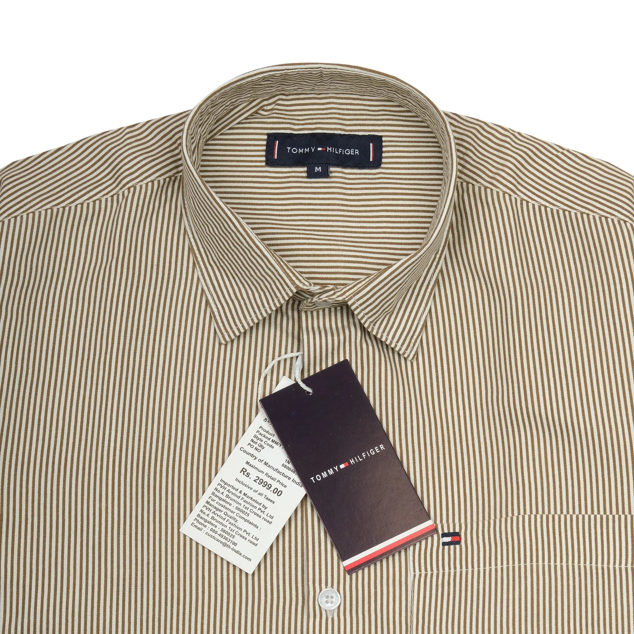 Tommy Hilfiger Men's Classic Beige Button-Down Shirt – Brown