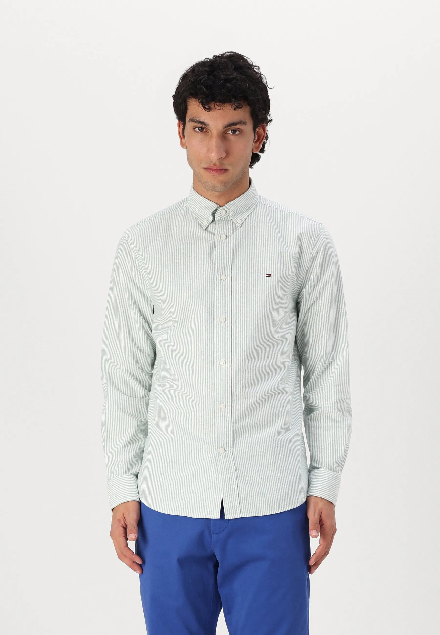 Tommy Hilfiger Men's Classic Beige Button-Down Shirt – Light green