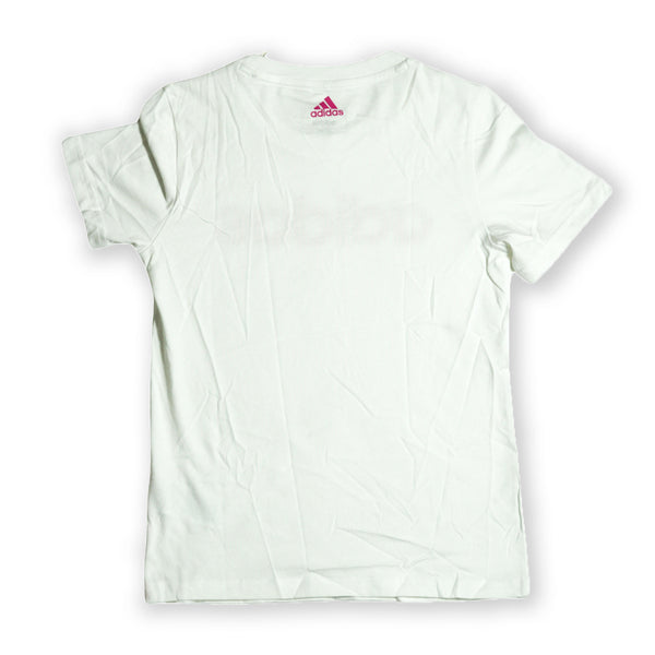 Adidas Girl's Logo T-Shirt – White & Pink