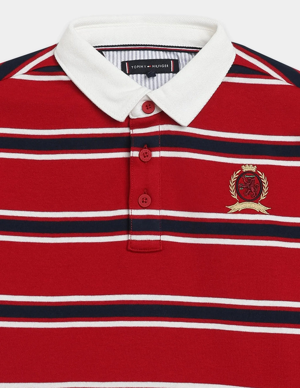 Tommy Hilfiger Boys Long-Sleeve Striped Polo Shirt – Red