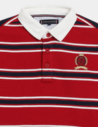 Tommy Hilfiger Boys Long-Sleeve Striped Polo Shirt – Red