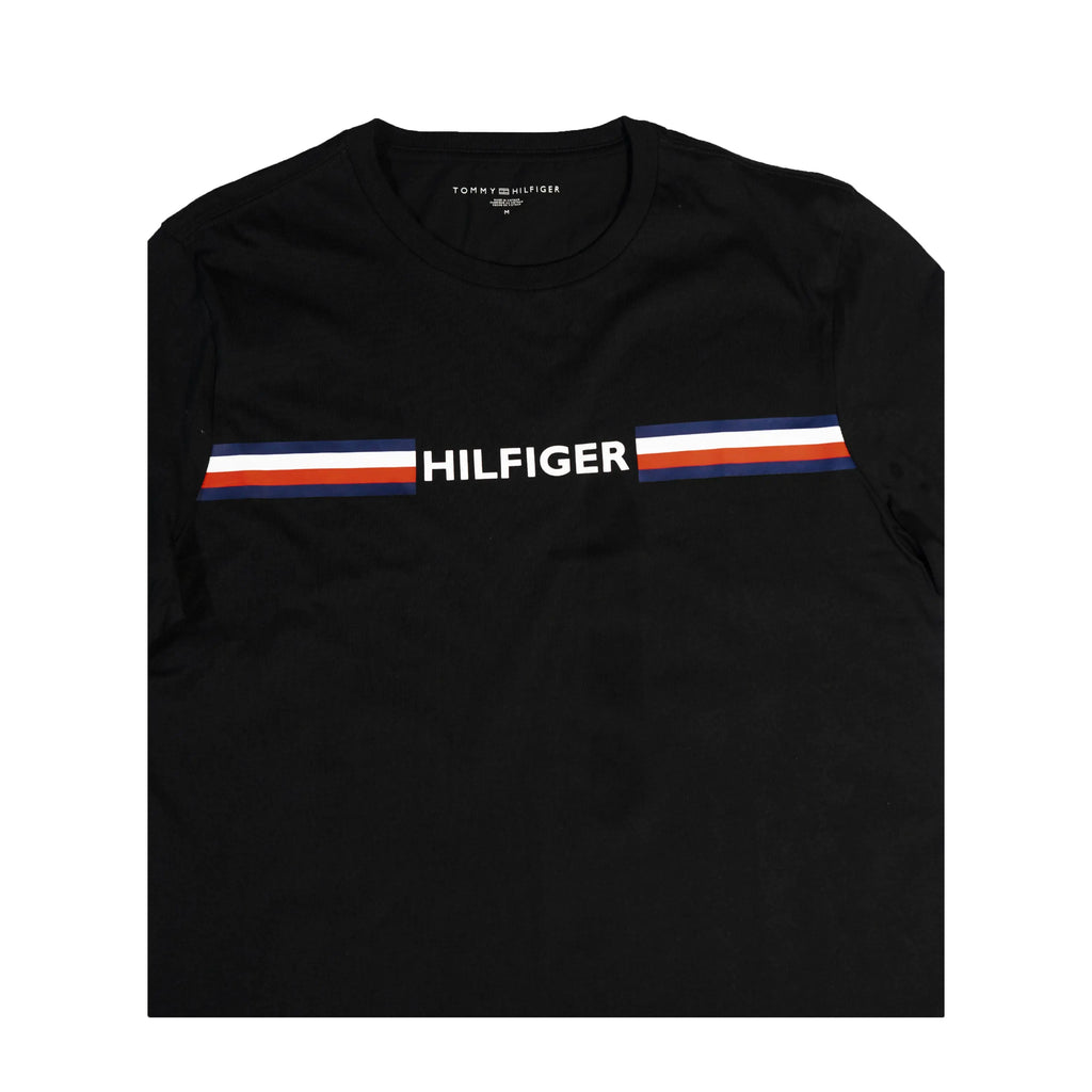 Tommy Hilfiger Men's Logo Stripe T-Shirt – Black Tommynippon