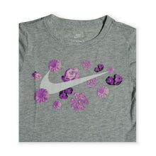 Nike Girls “Floral Swoosh” Tee – Grey