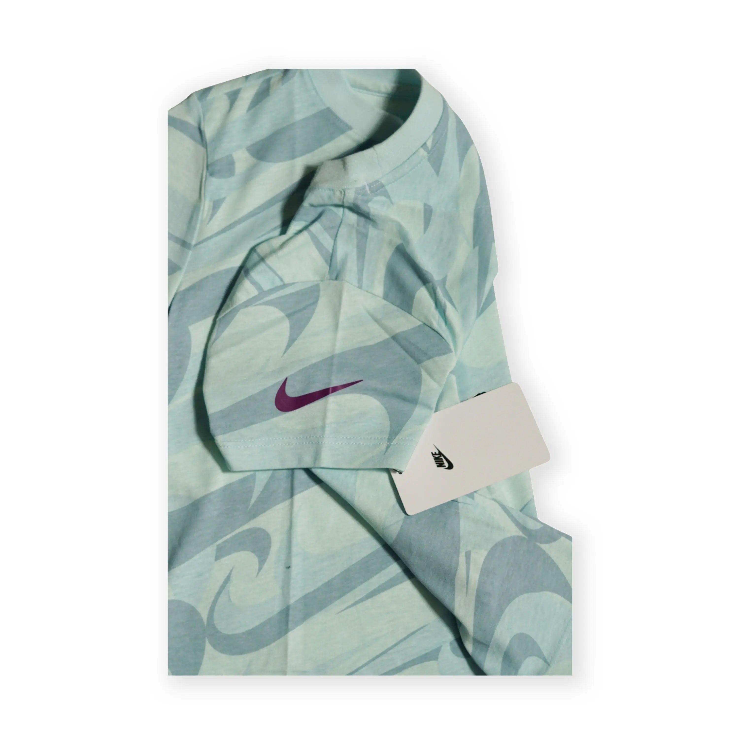 Nike Girls Kids’ All-Over Swoosh Print T-Shirt – Aqua Green 115 4/6 year Tommynippon