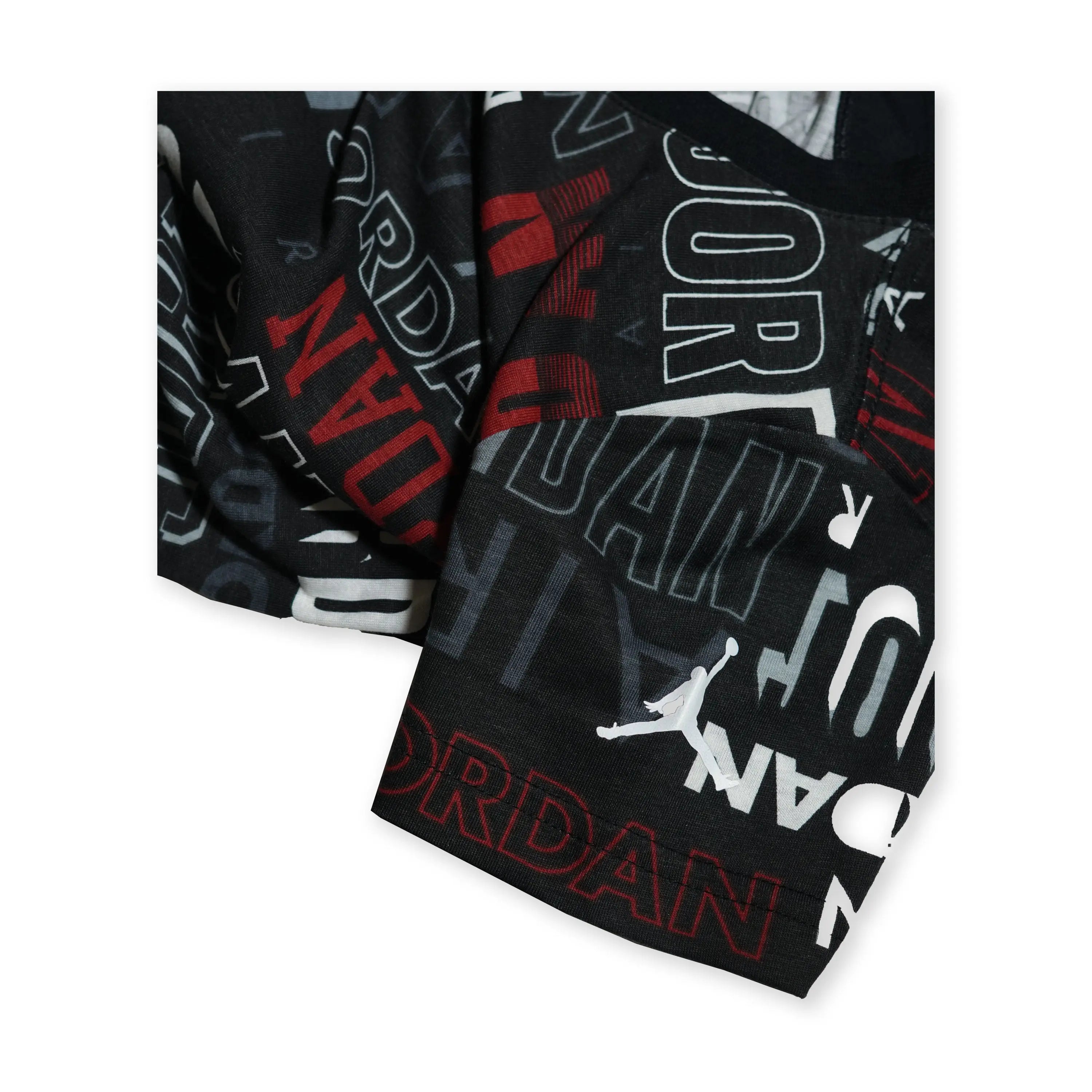 Jordan Kid's Allover Logo T-Shirt – Black/Red/Grey Tommynippon