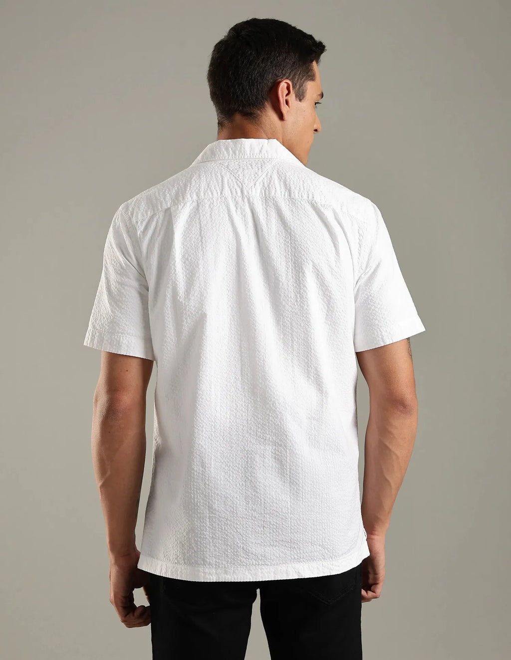 Tommy Hilfiger Men's Short Sleeve Casual Button Down Shirt White
