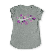 Nike Girls “Floral Swoosh” Tee – Grey