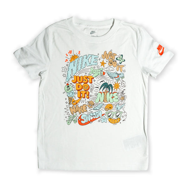 Nike Kids “Just Do It” Doodle Tee – White