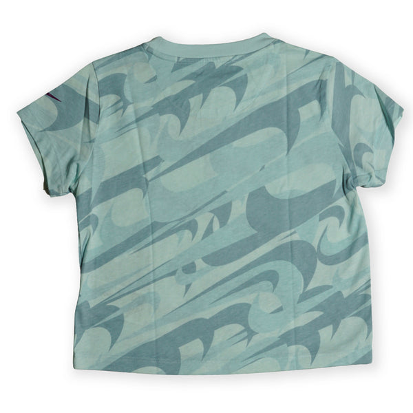 Nike Girls Kids’ All-Over Swoosh Print T-Shirt – Aqua Green 115 4/6 year