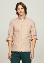 Tommy Hilfiger Men's Classic Beige Button-Down Shirt – Long Sleeve
