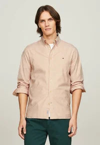 Tommy Hilfiger Men's Classic Beige Button-Down Shirt – Long Sleeve