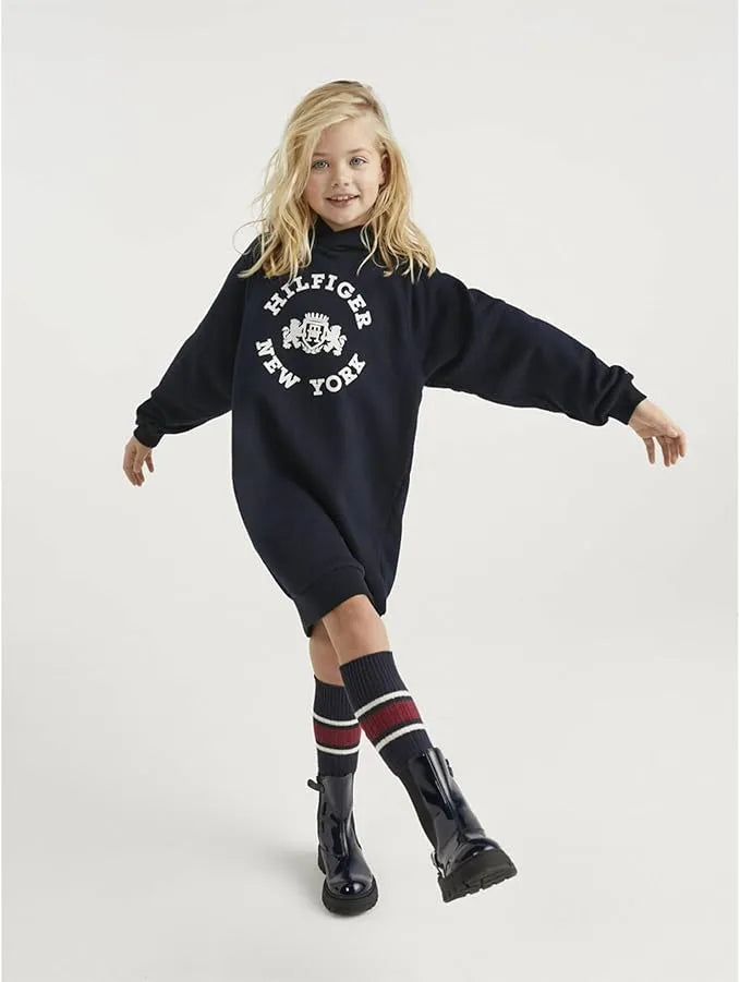 Tommy Hilfiger Official GIRLS Crest Hoodie Dress