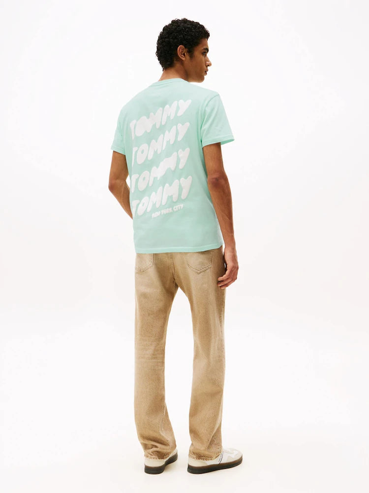 Tommy Jeans Blue Regular Fit Bubble Back Short Sleeve 100%