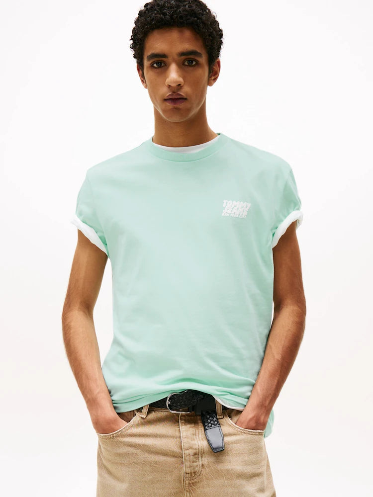 Tommy Jeans Blue Regular Fit Bubble Back Short Sleeve 100%