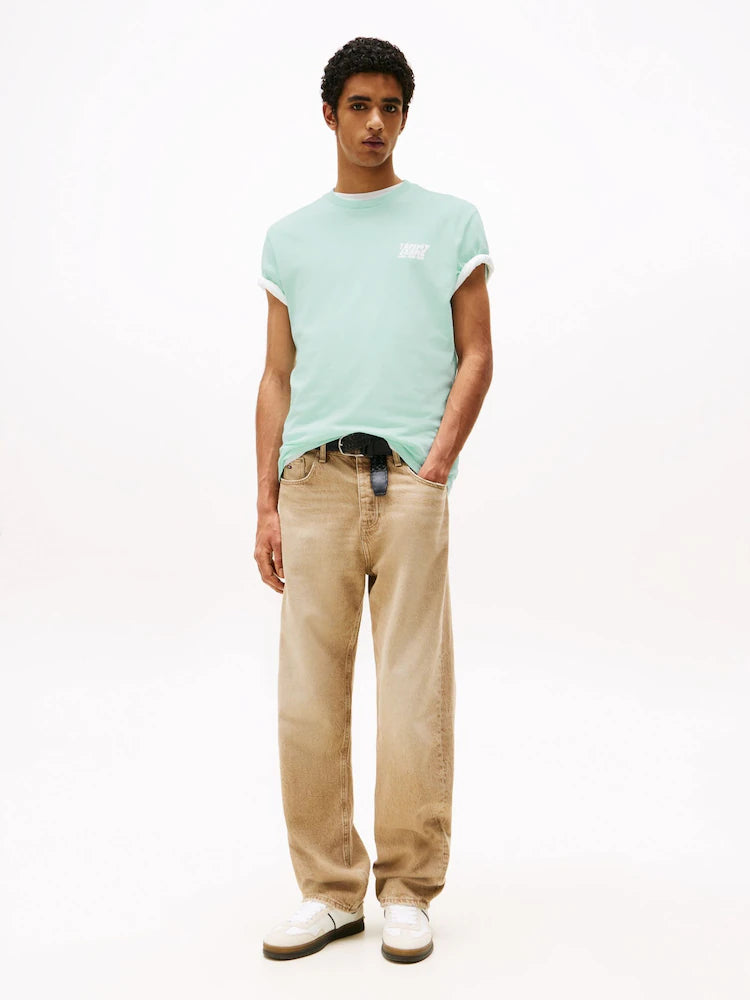 Tommy Jeans Blue Regular Fit Bubble Back Short Sleeve 100%