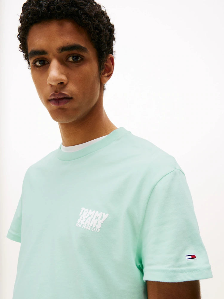 Tommy Jeans Blue Regular Fit Bubble Back Short Sleeve 100%