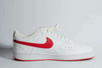 Nike Court Vision Low  White & Red Classic Leather Men’s Sneakers