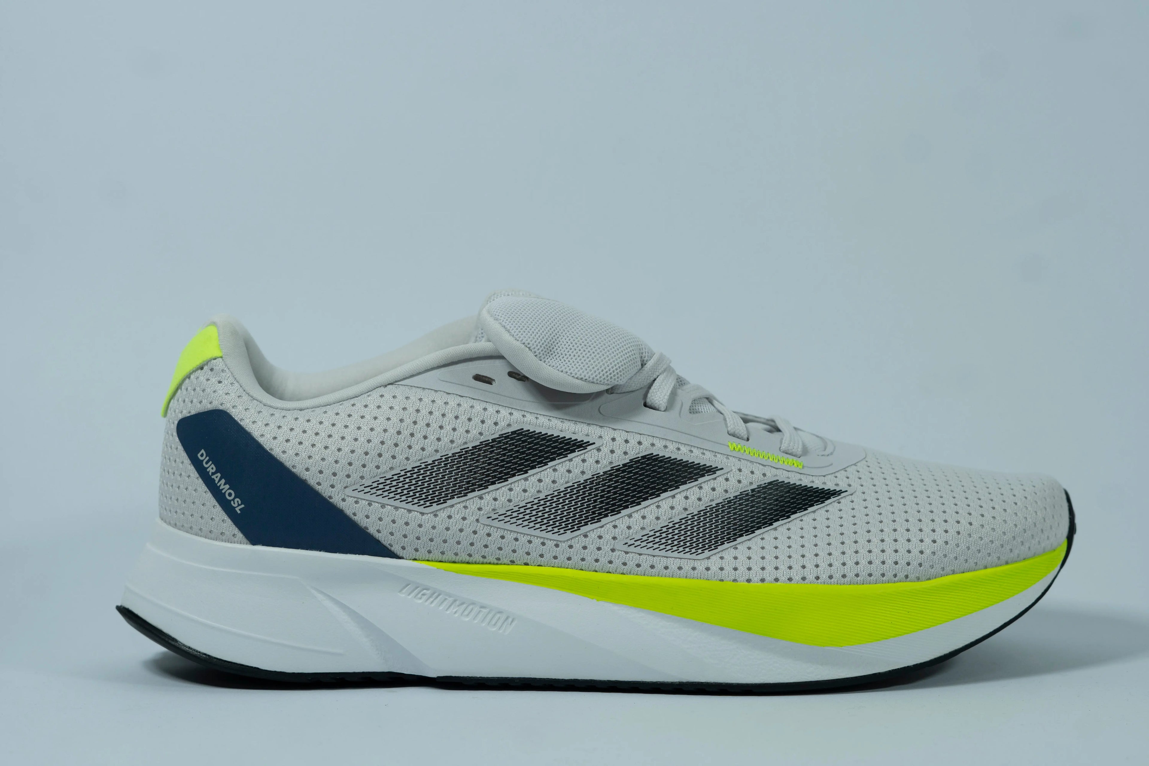 Adidas Duramo SL Men’s Running Shoes – Light Grey, Black & Neon Yellow Breathable Trainers Tommynippon
