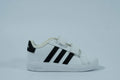 Adidas Kids’ White Sneakers – Classic Black Stripes with Double Velcro Closure Tommynippon