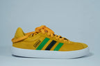 Adidas Men’s Casual Sneakers – Yellow with Green & Black Stripes | Suede Finish | Everyday Streetwear Shoes Tommynippon