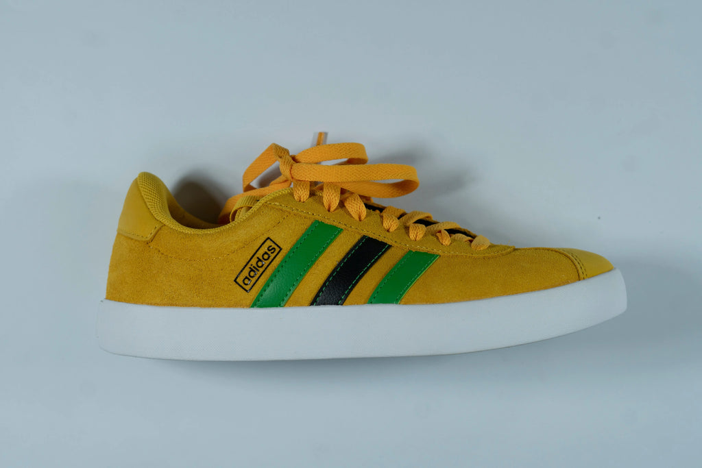 Adidas Men’s Casual Sneakers – Yellow with Green & Black Stripes | Suede Finish | Everyday Streetwear Shoes Tommynippon