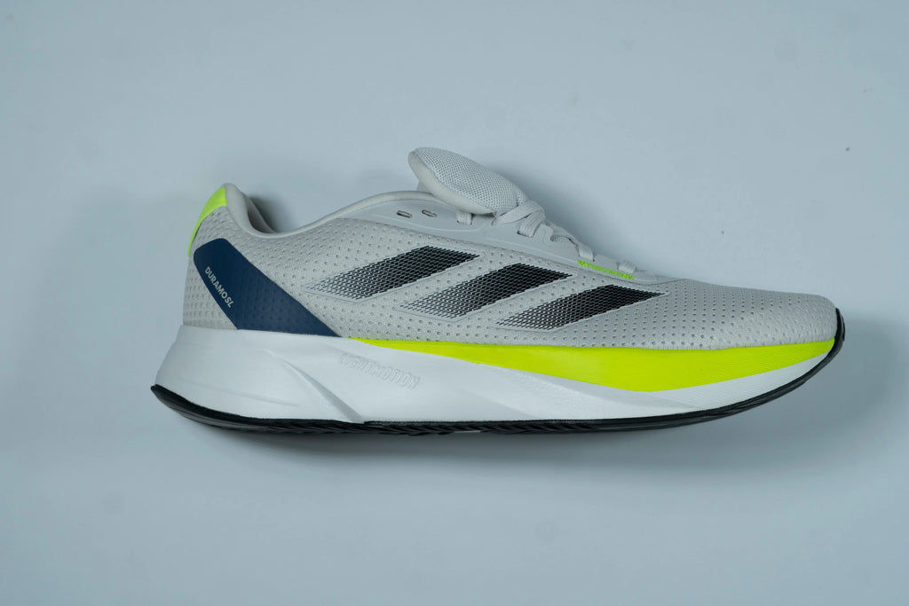 Adidas Duramo SL Men’s Running Shoes – Light Grey, Black & Neon Yellow Breathable Trainers Tommynippon