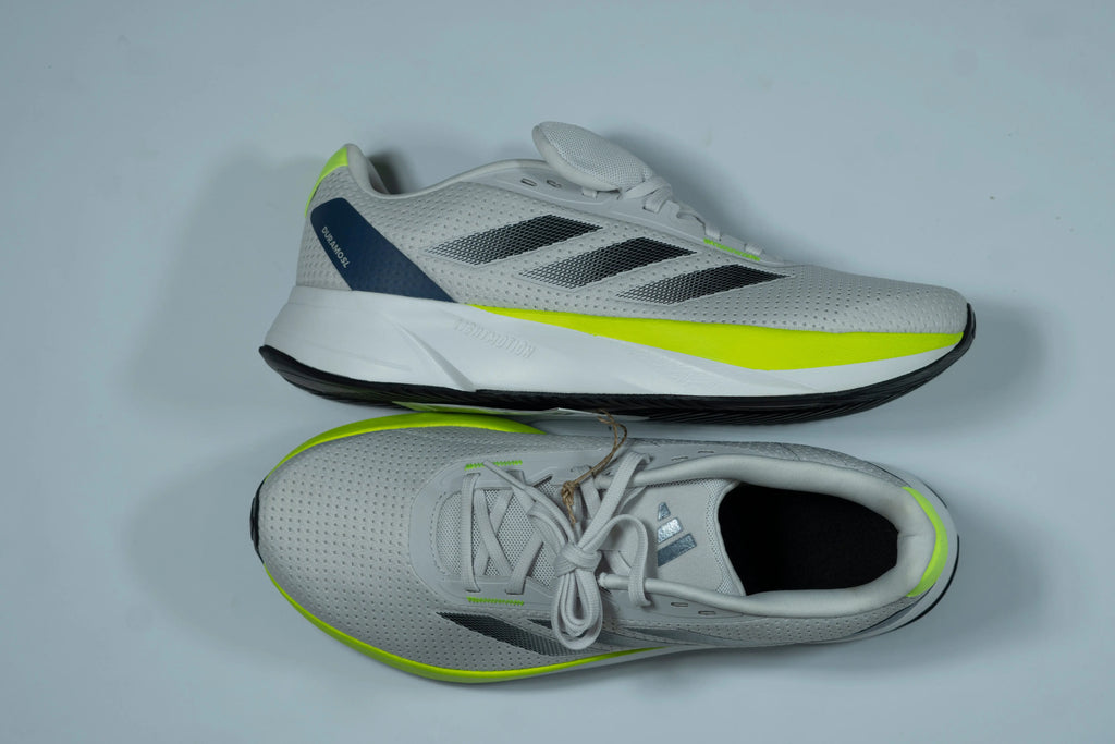 Adidas Duramo SL Men’s Running Shoes – Light Grey, Black & Neon Yellow Breathable Trainers Tommynippon
